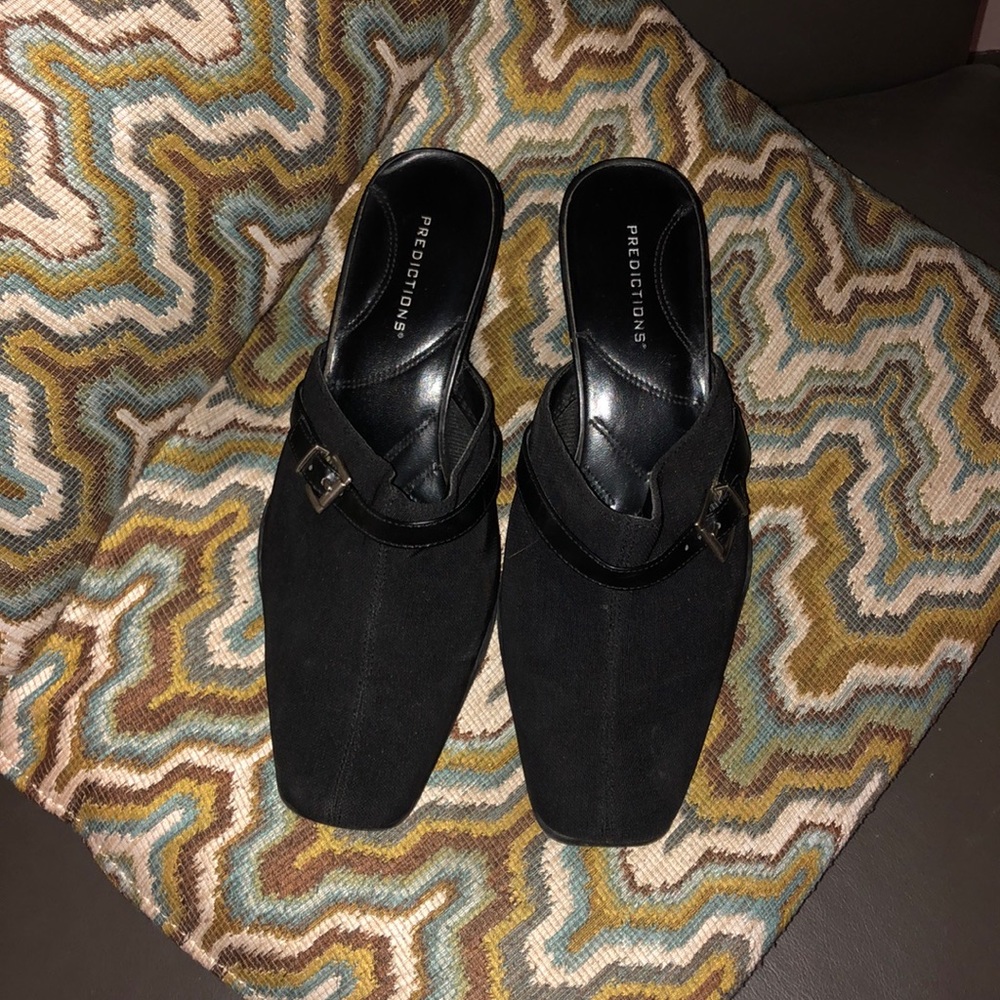 Lovely Predictions Black Fabric Slides In EUC